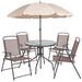 Afuera Living Contemporary 6 Piece Patio Dining Set with Umbrella