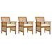 Andoer Garden Dining Chairs 3 pcs with Cushions Solid Acacia Wood