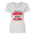 Inktastic That s My Awesome Nephew Out There with Baseballs Women s V-Neck T-Shirt