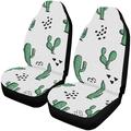 FMSHPON Set of 2 Car Seat Covers Pattern with Cactus and Abstract Elements Universal Auto Front Seats Protector Fits for Car SUV Sedan Truck