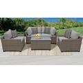 TK Classics Monterey Wicker 5 Piece Patio Conversation Set with Club Chair and 2 Sets of Cushion Covers