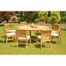 Teak Dining Set: 8 Seater 9 Pc: 72 Round Dining Table And 8 Arbor Stacking Armless Chairs Outdoor Patio Grade-A Teak Wood WholesaleTeak #WMDSAB59