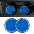 OBOSOE 2pcs Universal Vehicle Cup Holder Insert Coaster Car Interior Accessories-2.75 inch Silicone Anti Slip Crystal Rhinestone Car Coaster Blue