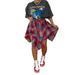 Bagilaanoe Women Juniors Irregular Hem Plaid Skirt Casual High Waisted Elastic A Line Mini Skater Tennis Skirt with Belt Streetwear
