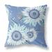 HomeRoots 411388 16 in. Sunflower Indoor & Outdoor Zippered Throw Pillow Blue & White