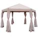 11 x 11 Patio Gazebo Patio Gazebo with Netting and Curtains Khaki Outdoor Canopy Gazebo for Lawn Garden Backyard