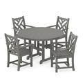 POLYWOOD Chippendale 5-Piece Round Arm Chair Dining Set - Slate Gray