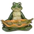 Northlight 14 Green Frog with Leaf Birdfeeder Outdoor Garden Statue