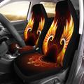 FMSHPON Set of 2 Car Seat Covers Red Artistically Painted Round Fiery Phoenix Wings on Orange Universal Auto Front Seats Protector Fits for Car SUV Sedan Truck