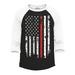 Shop4Ever Men s American Flag Red Line Patriotic 4th of July Raglan Baseball Shirt Medium Black/White