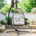 FDW Egg Hammock Basket Chair Hanging Swing Chair UV Resistant Cushion with Stand