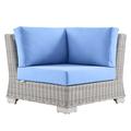 Sofa Corner Chair Rattan Wicker Light Grey Gray Light Blue Modern Contemporary Urban Design Outdoor Patio Balcony Cafe Bistro Garden Furniture Hotel Hospitality