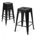 MoNiBloom 24 Metal Backless Bar Stools Stackable Square Counter Seat Set of 4 for Indoor Outdoor Black