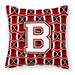 Letter B Football Cardinal and White Fabric Decorative Pillow