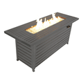 57in Outdoor Gas Propane Fire Pits Table Retangular Aluminum 50000BTU Firepit Fireplace Dinning Table with Lid Fire Glass ETL Certification for Garden Backyard Deck Patio-Mocha Dark Brown