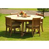 Teak Dining Set: 4 Seater 5 Pc: 72 Round Table And 4 Giva Armless Chairs Outdoor Patio Grade-A Teak Wood WholesaleTeak #WMDSGV26