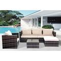 4 Pieces Outdoor Patio Furniture Sets Rattan Patio Furniture Set Wicker Sofa Cushioned Sectional Furniture Set for Garden Patio Sofa Outdoor Indoor Backyard Porch Garden Poolside Balcony Use