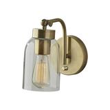 Adesso Bristol Wall Lamp Antique Brass Clear Glass Shade