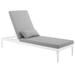 Pemberly Row Patio Chaise Lounge in White and Gray