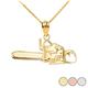TIMBER CHAINSAW CHARM PENDANT NECKLACE IN SOLID GOLD (YELLOW/ROSE/WHITE) - 10K
