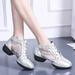 Women Shoes Casual Comfortable Dance Shoes For Womens Latin Dance Shoes Heeled Ballroom Salsa Tango Party Sequin Dance Shoes Silver 8