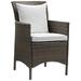 Pemberly Row Patio Dining Arm Chair in Brown and White