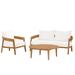 Lounge Sectional Sofa Chair Table Set White Natural Teak Wood Fabric Modern Contemporary Outdoor Patio Balcony Cafe Bistro Garden Furniture Hotel Hospitality