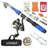 Lixada Fishing Tackle Set with 2.1m Telescopic Fiberglass Fishing Sea Rod Fishing Reel Fishing Baits Hooks Fishing Bag Kit Seawater Freshwater Professional Travel Fishing Pole Rod Set