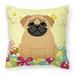 Easter Eggs Pug Brown Fabric Decorative Pillow