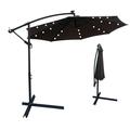 Dcenta 10 ft Outdoor Patio Umbrella Solar Powered LED Lighted Sun Shade Market Waterproof 8 Ribs Umbrella with Crank and Cross Base for Garden Deck Backyard Pool Shade Outside Deck Swimming Pool