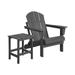 Adirondack Chair with Square Side Table Included for Outdoor Patio Garden Porch Seating Gray