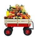 Electrapick Wagon Cart Outdoor Wagon All Terrain Pulling w/Wood Railing Air Tires Children Kid Garden 10 Air Tires Red