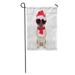 LADDKE Red Pug Santa Claus Christmas Fawn Bulldog Dog Wearing Read Heart Shaped Glasses Xmas Garden Flag Decorative Flag House Banner 12x18 inch
