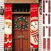 Travelwant Happy Christmas Porch Sign with Santa Claua and Snowman Hanging Banners Couplet for Holiday Home Wall Front Door Garden Yard Indoor Outdoor Party Xmas Decoration