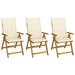 Folding Patio Chairs 3 pcs with Cushions Solid Acacia Wood