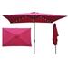 10*6.5ft Solar Patio Umbrella 26 LED Lighted Rectangular Market Umbrellas with Crank & Push Button Tilt Table Outdoor Patio Umbrella with 6 Heavy Duty Square Ribs for Backyard Burgundy