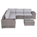 Living Source International 8-Piece Sectional Sofa Set with Cushions in Gray