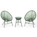 LeisureMod Montara Modern 3 Piece Outdoor Acapulco Lounge Patio Set with Glass Top Table In Dark Green