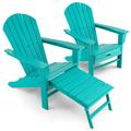 Patiojoy 2PCS HDPE Adirondack Chair W/Ergonomic Design&Ottoman Outdoor Lounge Armchair Chair for Yard&Patio Turquoise