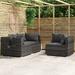 Anself 3 Piece Patio Lounge Set 3 Corner Sofas with Seat and Back Cushion Gray Poly Rattan Sectional Outdoor Furniture Set for Patio Backyard Patio Balcony