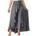 Ganfancp Black Skirt Women s Casual Hakama Irregular Leaf Bow High Waist Long Culottes Skirt white tennis skirt