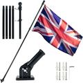 MTFun Flag Pole Kit 6FT Flagpole Kit for American Flag Metal Flagpole with Mounting Bracket Stainless Steel Flag and Pole Set for House Garden Yard Outdoor Fence Black