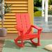 WestinTrends Ashore Patio Rocking Chair All Weather Poly Lumber Plank Adirondack Rocker Chair Modern Farmhouse Outdoor Rocking Chairs for Porch Garden Backyard and Indoor Red