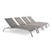 Pemberly Row Mesh Patio Chaise Lounge in Gray (Set of 4)