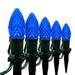 Wintergreen Lighting C7 Blue OptiCore Faceted LED Pathway Light Kit 25 Lights 12 Spacing Green Wire 25 ft