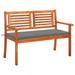 Dcenta 2-Seater Garden Bench with Gray Cushion Eucalyptus Wood Patio Porch Chair Padded Seat Wooden Outdoor Bench for Backyard Balcony Park Lawn 47.2 x 23.6 x 35 Inches (W x D x H)