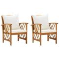 vidaXL Patio Chairs 2 Pcs Patio Dining Chair with Armrest Solid Wood Acacia