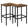 Bar Stools Set of 2 Counter Height Bar Stools 25.6 inch Backless Wood Counter Stool No Back Bar Stool Chairs Barstools for Kitchen Brown Finish Metal Frame