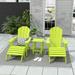 Polytrends Laguna All Weather Poly Outdoor Patio Adirondack Chair Set - with Ottomans and Side Table (5-Piece) Lime