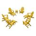 DuroGreen 12-Pc Folding Adirondack Chair Set 6 Chairs 3 Ottomans and 3 Side Tables Made With All-Weather Tangentwood Oversized High End Patio Furniture No Maintenance USA Made Lemon Yellow